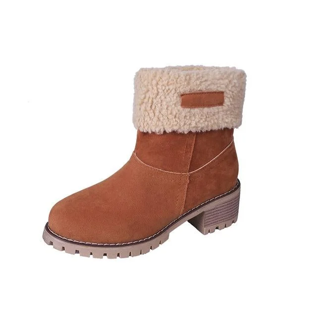 Winter Women Fashion Ankle Boots Flock High Heel Short Booties For Ladies Big Size Woman Botas Fur Warm Shoes