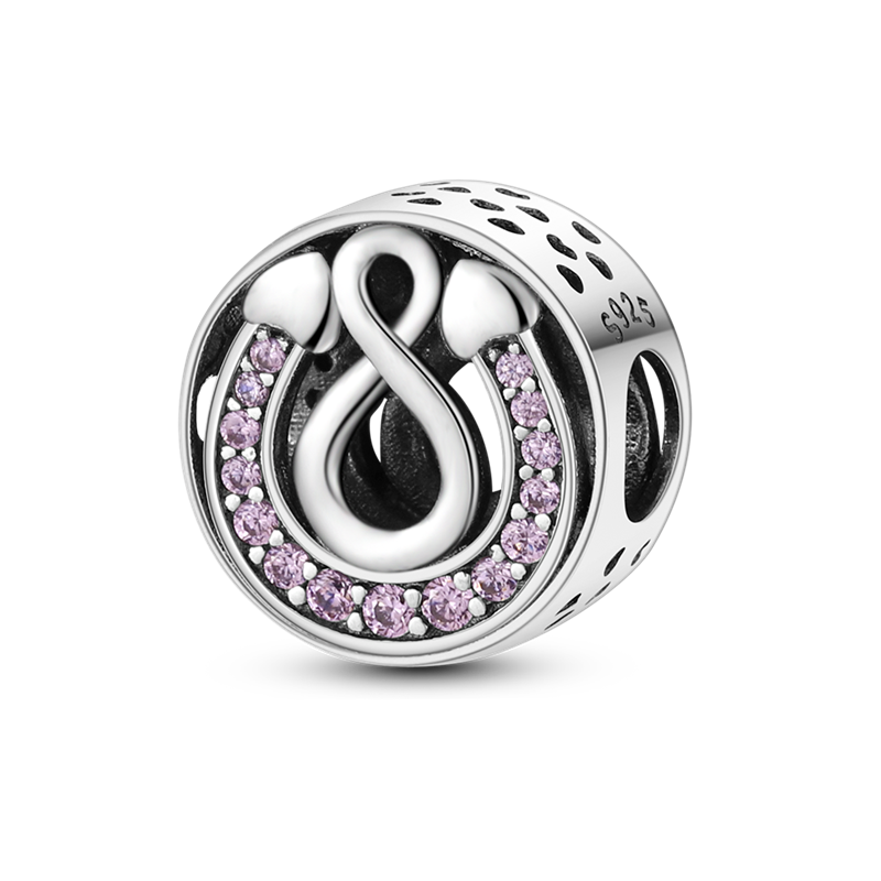 100% 925 Sterling Silver Horseshoe Eternity Pendant Charm fit Charm Bracelet & Bangles DIY Jewelry Making KTC263