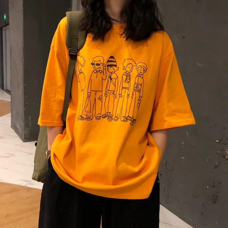 Uveng Uveng T-Shirt Female Loose Korean Version Joker Student College Style Top Fashion Bestie Wear 2024 Summer New Fashion