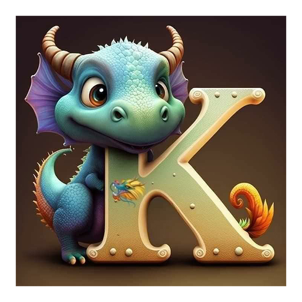 Full Round Diamond Painting Dinosaur Letter K(30*30cm)