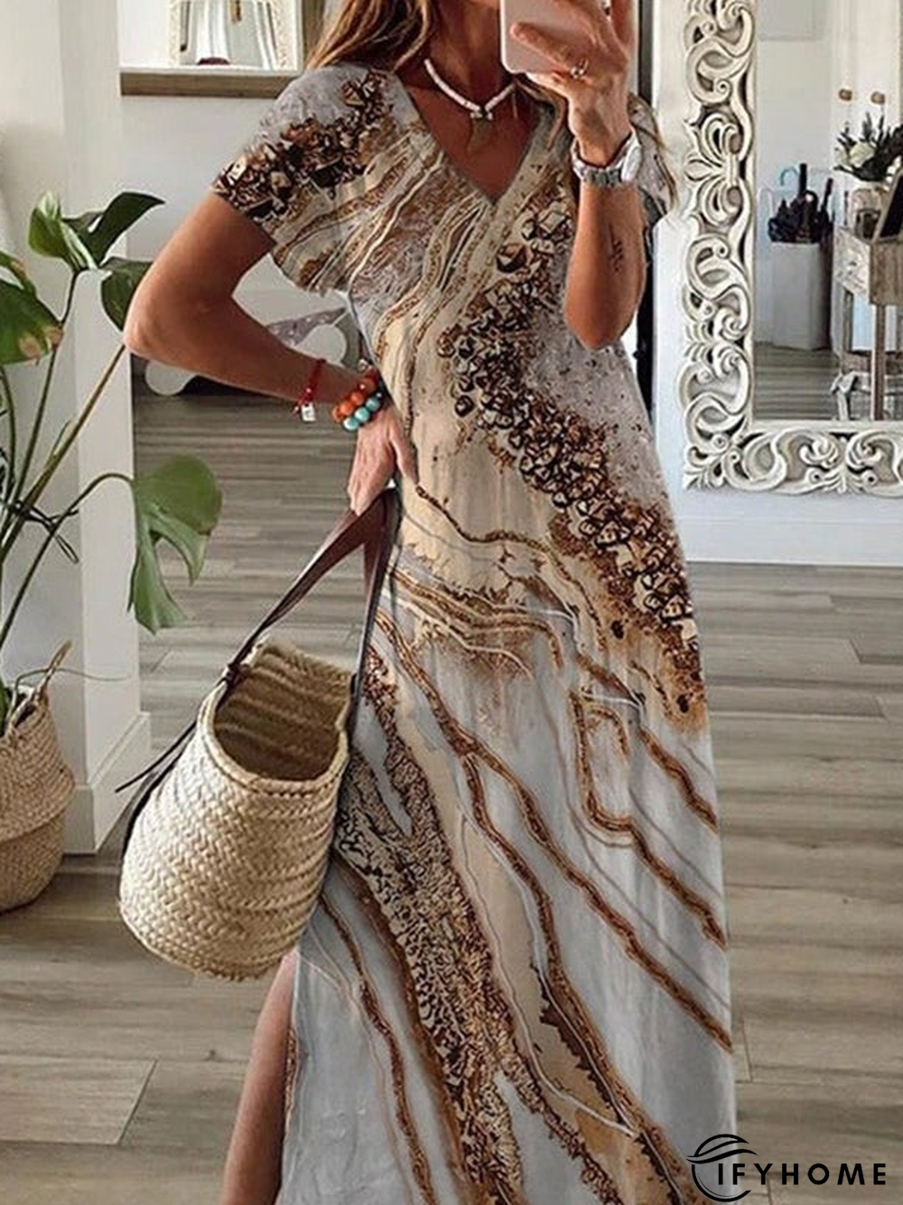 Vacation Ombre Regular Fit V Neck Dress | IFYHOME