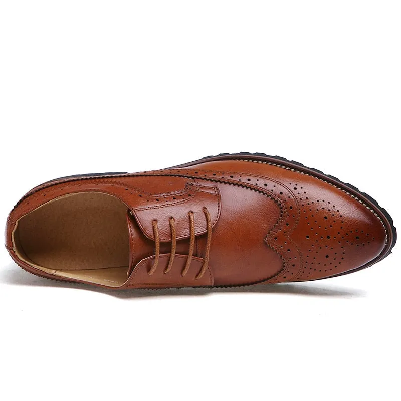 Genuine Leather Brogue Men Shoes Lace Up Men Loafers Breathable Formal Men Dress Shoes Wedding Shoes Handmade Zapatos De Hombre