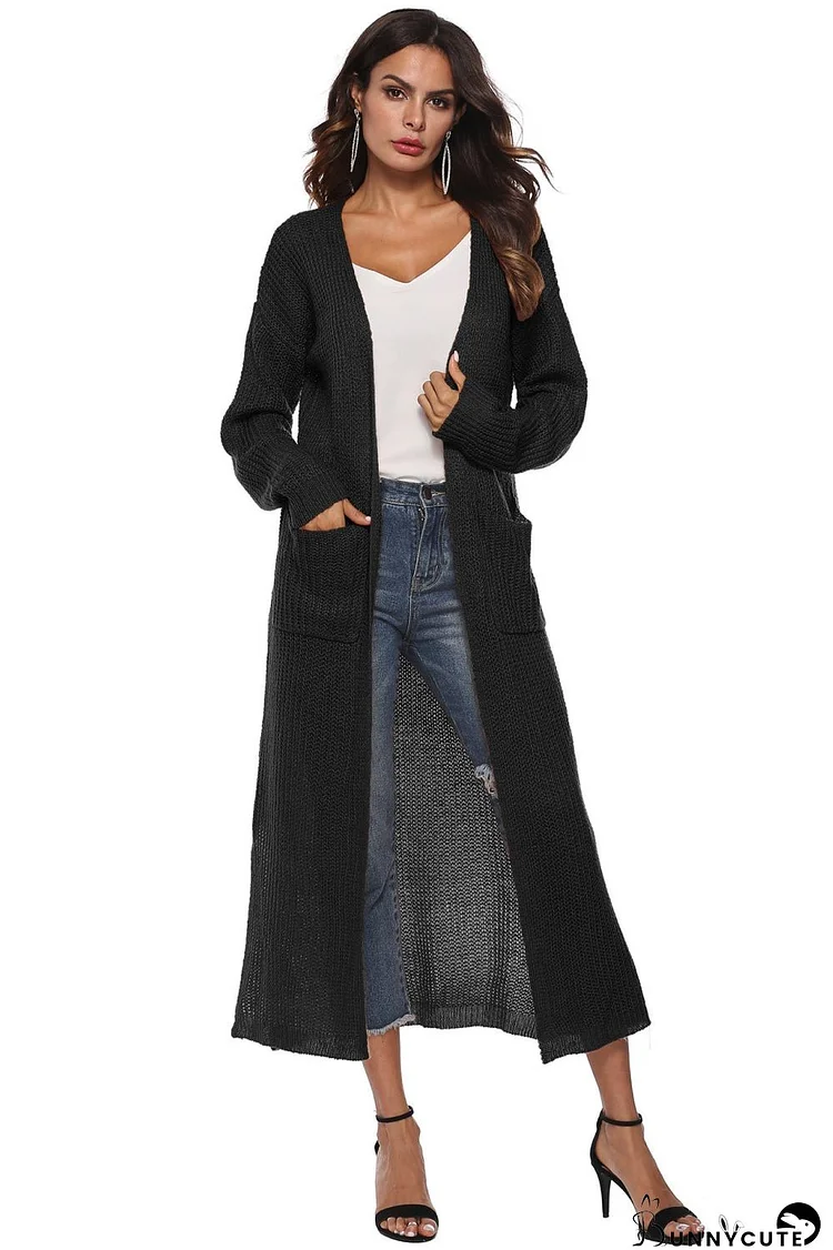 Long Sleeve Open Front Buttoned Cardigan