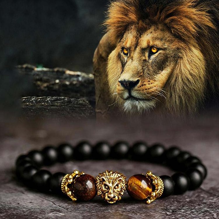 Natural Crystal Stone Lion Symbol Bracelet