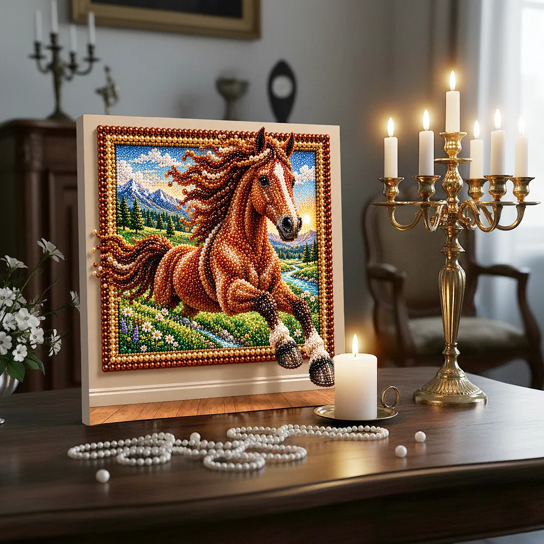 Pearl Painting Kit for Adults Horse with Frame 11.81x11.81in