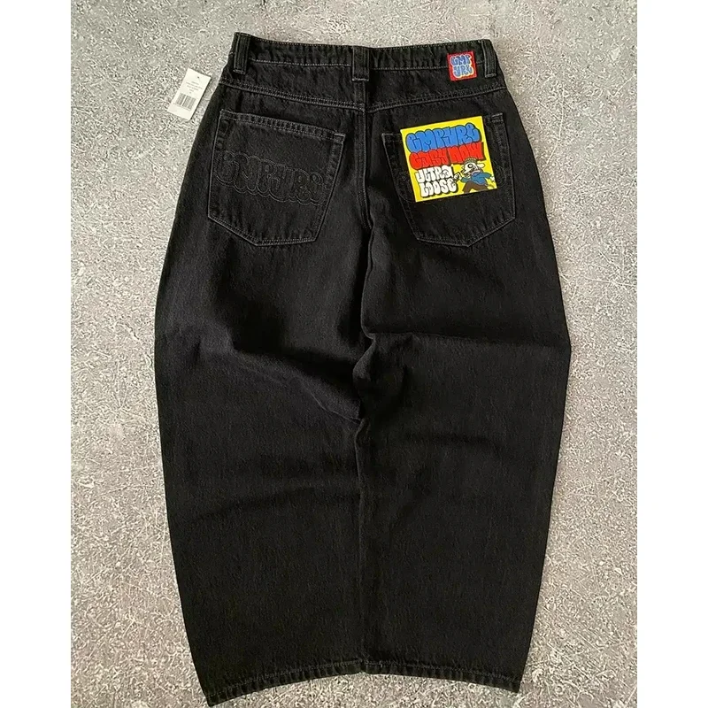 Aonga Women Embroidered Jeans Y2K Cargo Pants Harajuku Retro Women Loose Hip Hop Pants Streetwear Women's Floor Mopping Pants aonga