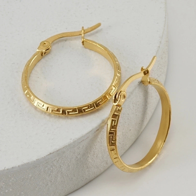 Minimalist Round Stainless Steel Hoop Earrings Gold Plated Stainless Steel Earrings
