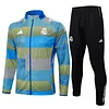 25/26 Real Madrid Blue & Green Stripe Spray long zipper  Training Jacket Set