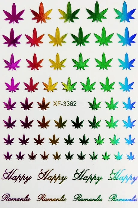 Canada DIY Nail Art Manicure 3D Self Adhesive Nail Stickers Pot Weed Leaf Nails Decal on Nails Salon Decoration Acrylic Designs
