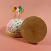 Round Pincushions with Wooden Base Sewing Pin Cushion (Random color) tapestrymarket