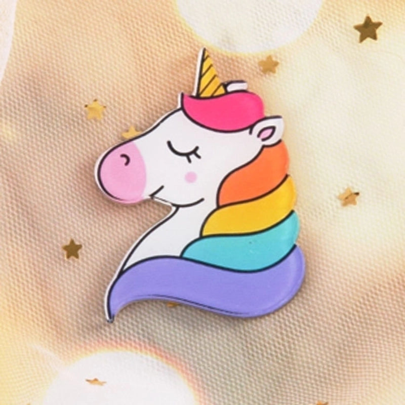 Cute Pin Rainbow Moon Unicorn Arylic Girl’S Brooches