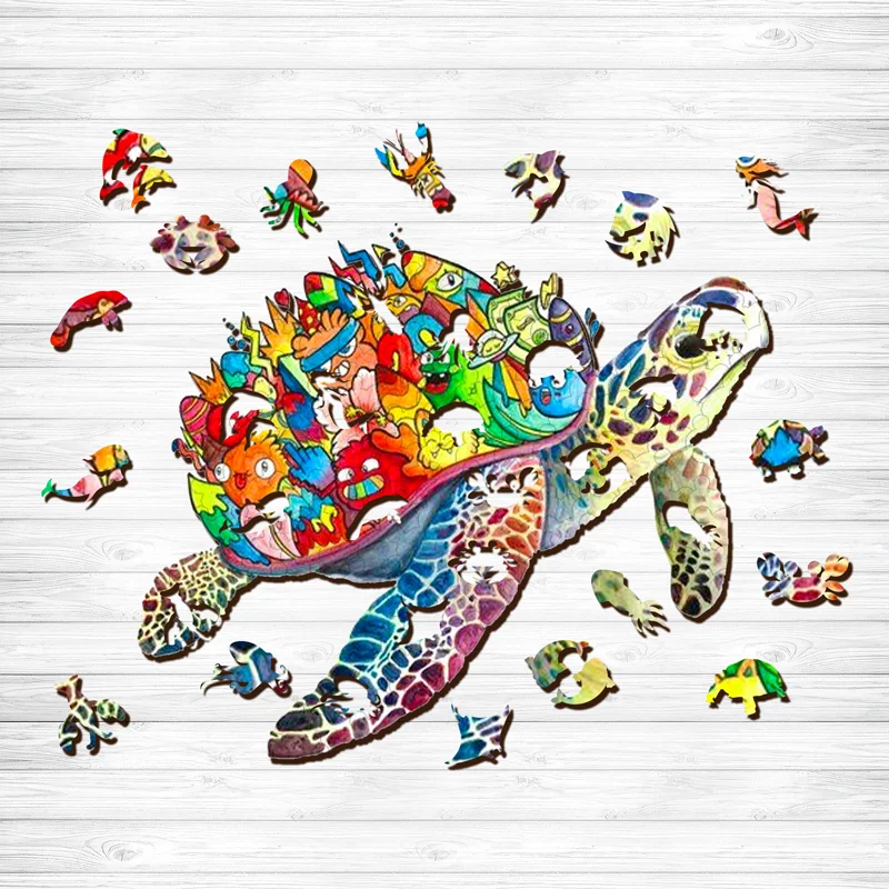 Ericpuzzle™ Ericpuzzle™Turtle and Friends Colorful Edition Wooden  Puzzle