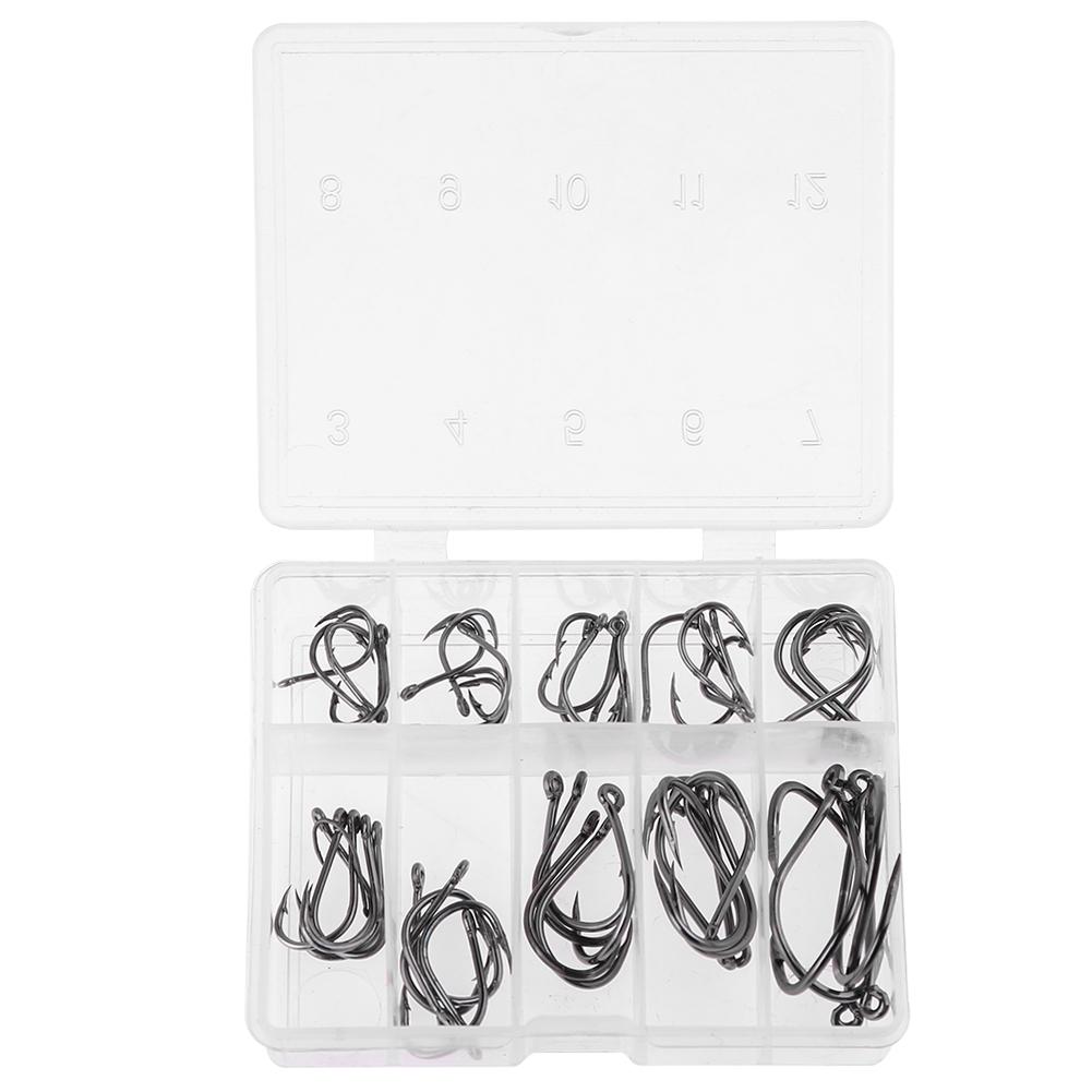

50pcs/set No.3-12 10 Types Black Nickel Fishing Hooks Fishing Accessories, 501 Original