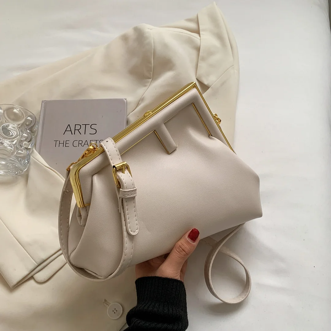 Vintage Evening Party Clamp Clutch 2022 Luxury Top Brand Leather Women Designer Handbag Trendy Shoulder Cross Body sling  Bag