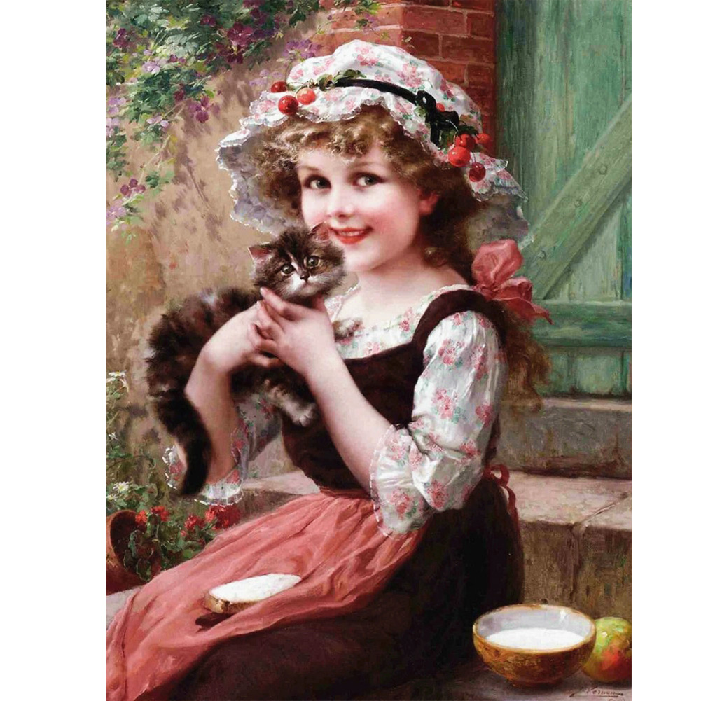 

30*40CM - Round Drill Diamond Painting - Elegant Girl, 501 Original