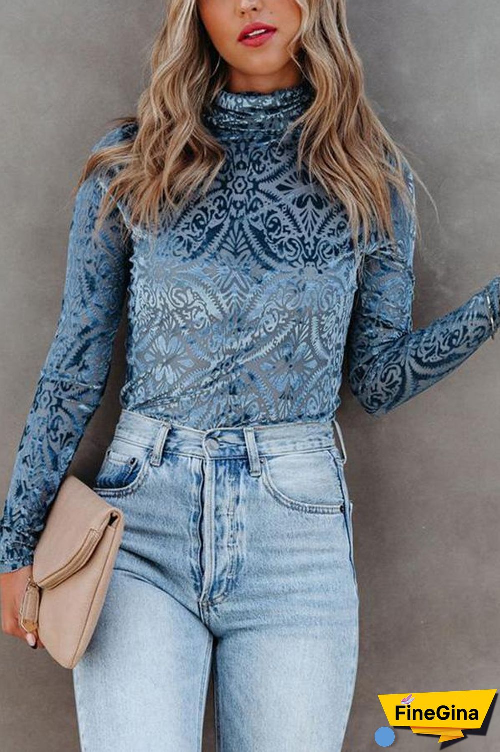 Velvet Burnout Turtleneck Top