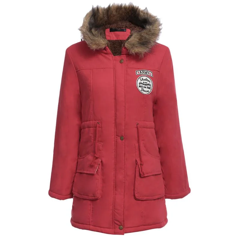 FTLZZ New Winter Coats Women Cotton-wadded Slim Jacket Thermal Warm Parkas Quilt Overcoat Poncho Jaqueta Casacos Feminina