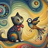 【Limited Stock Sale】Colorful Cat And Bird-11CT Stamped Cross Stitch 40*40cm/15.75*15.75in tapestrymarket