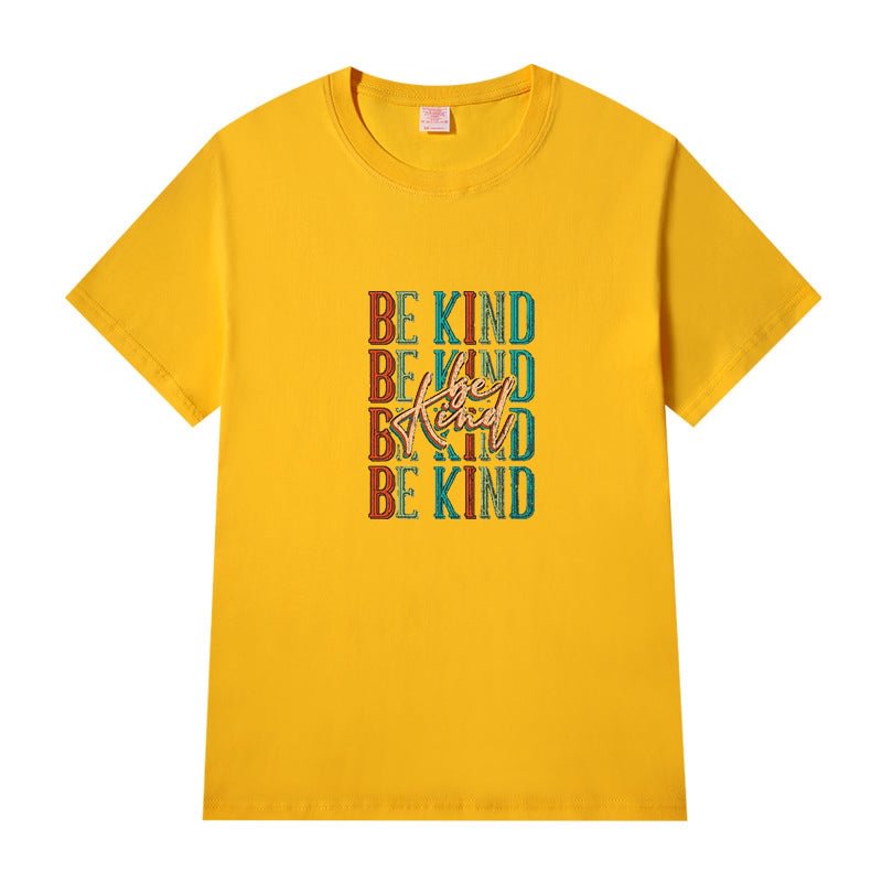 Short Sleeve Crew Neck Be Kind Letter Printed T-shirt