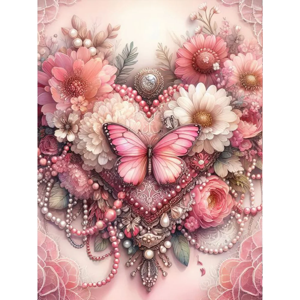 Full Round Diamond Painting - Flowers Butterfly(Canvas|30*40cm)