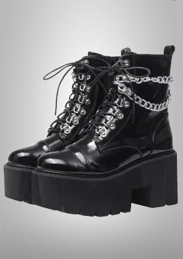 Punk Metal Chains Ankle Boots