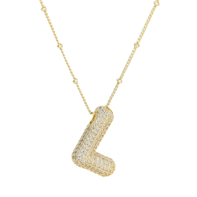Casual Minimalist Letter Brass Plating Zircon Pendant Necklace 1 Piece