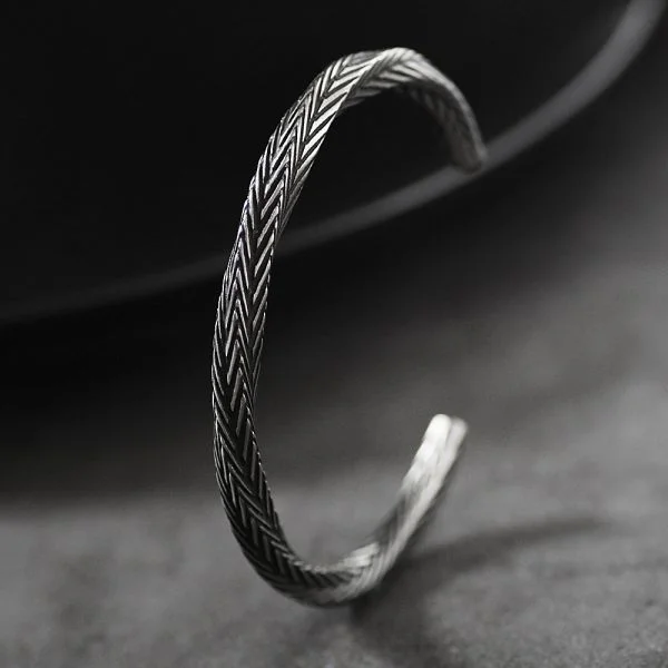 Sterling Silver Viking Pattern Braided Cuff Bracelet