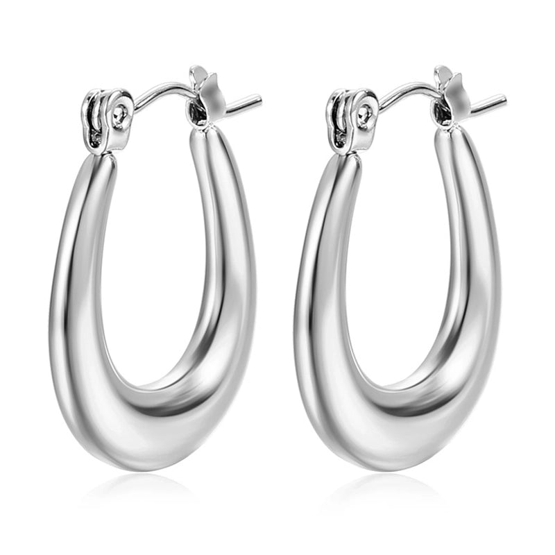 1 Pair Minimalist Classic Style Solid Color Plating 201 Stainless Steel 18K Gold Plated Earrings