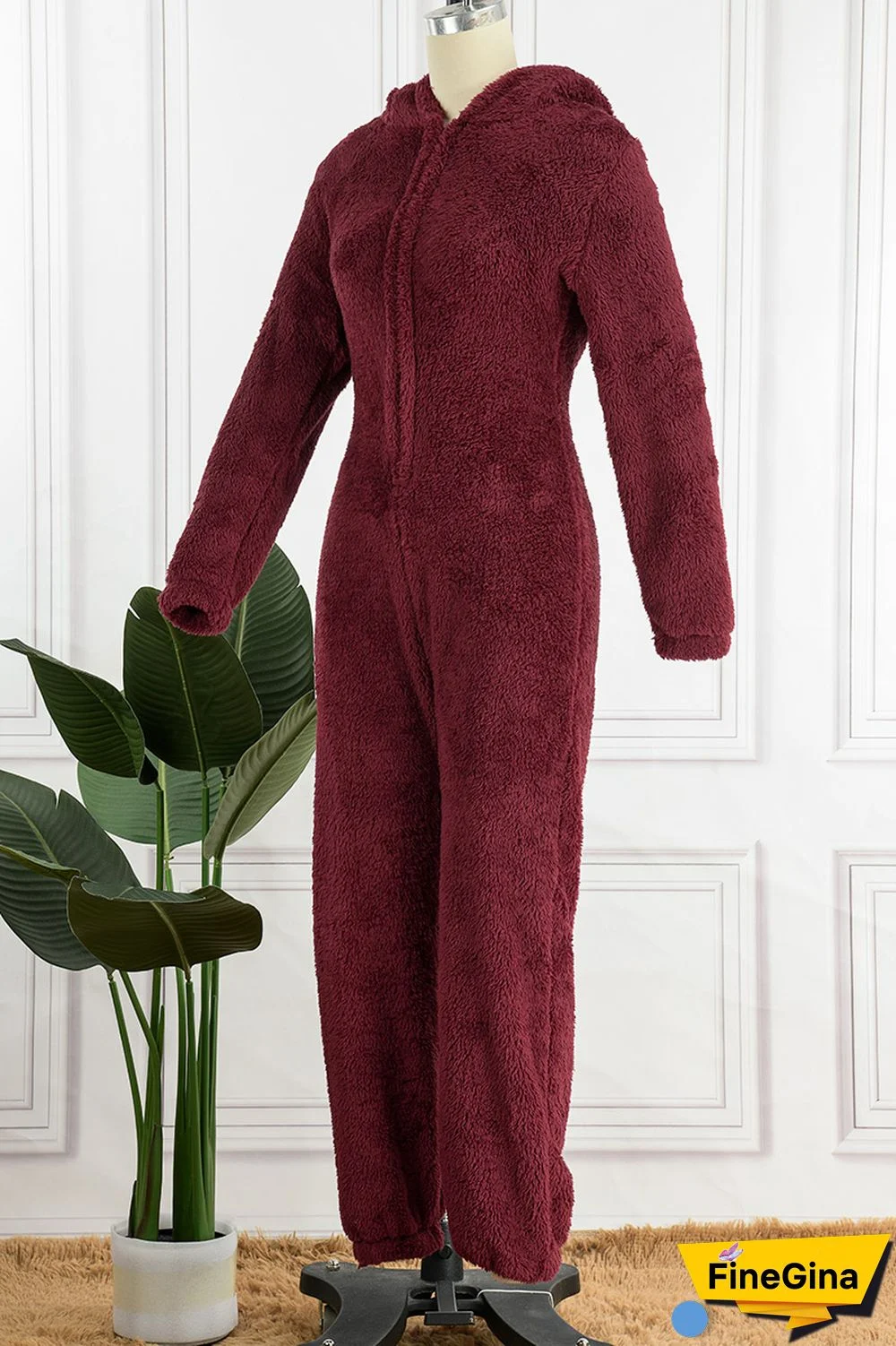 Yellow Casual Living Solid Patchwork Hooded Collar Regular Jumpsuits