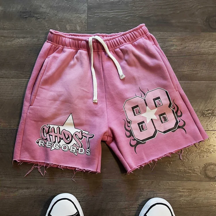 Ghost Records Print Drawstring Pocket Shorts