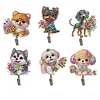 6pcs/set DIY Special-shaped Diamond Painting Wall-mounted Key Hook Kit (Flower Dog)