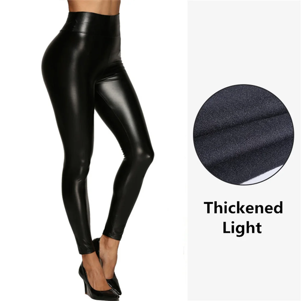 Uveng High Waist Leather Stretch Hip Bright Leggings