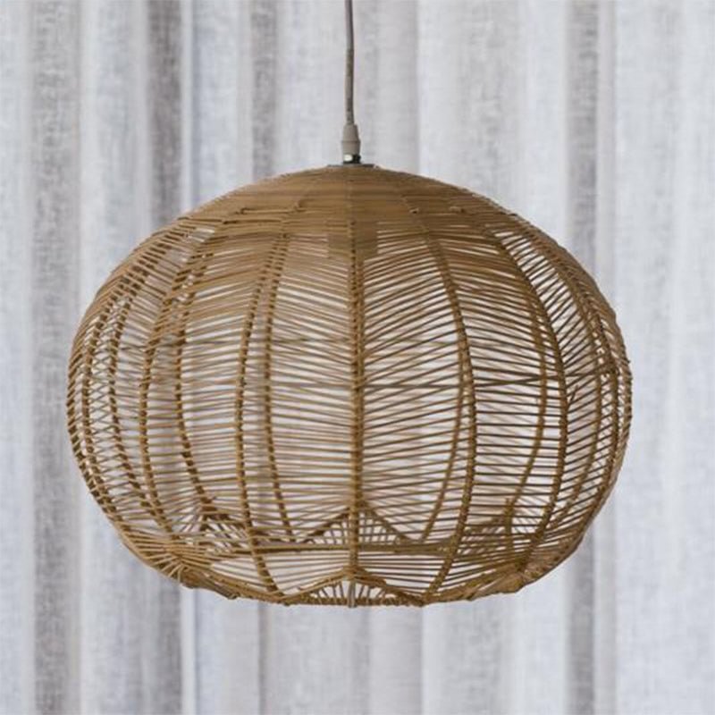 Arturest Pendant Light Boho Rattan Woven Globe Hanging Pendant Light