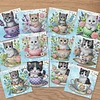 12Pcs Teacup Cat DIY Diamond Painting Greeting Card Kit for Adults Gifts
