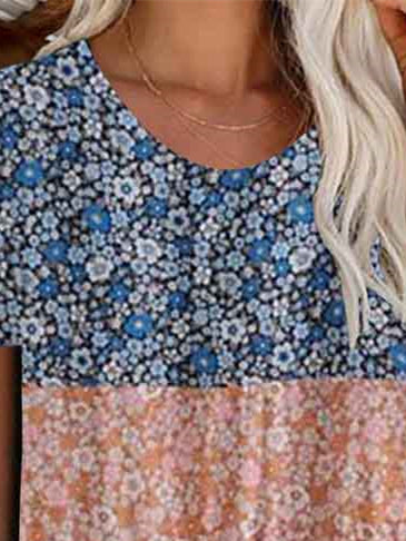 Women Half Sleeve V-neck Solid Color Dress