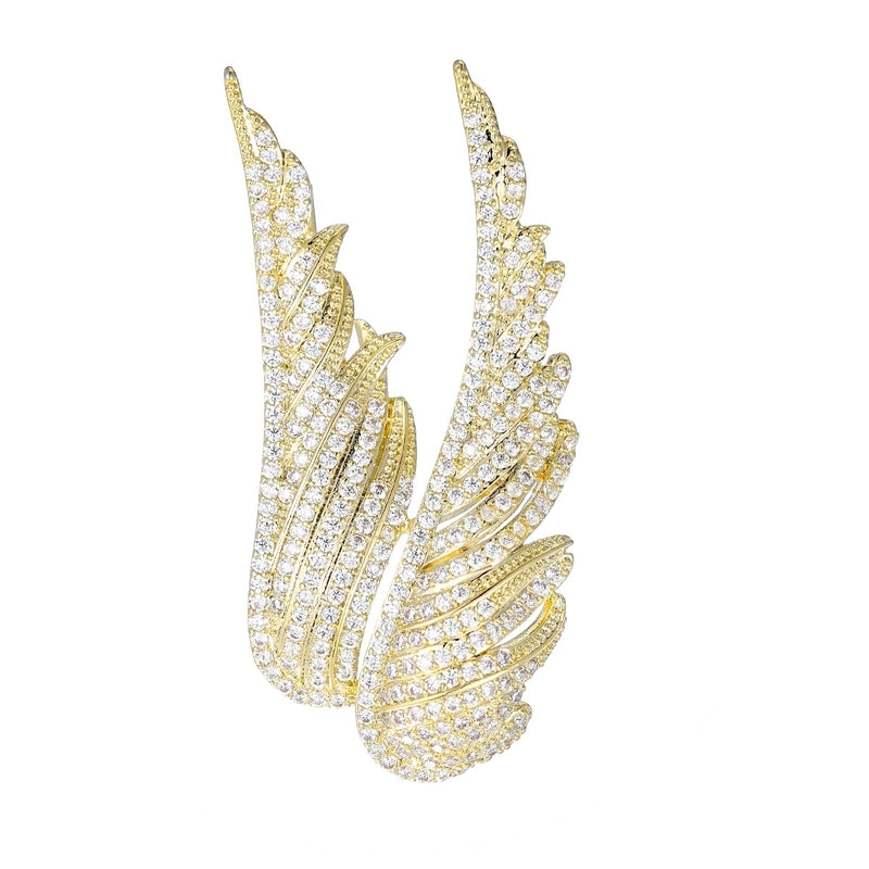 Shiny Pin Wings Copper Plating Inlay Zircon Women’s Brooches