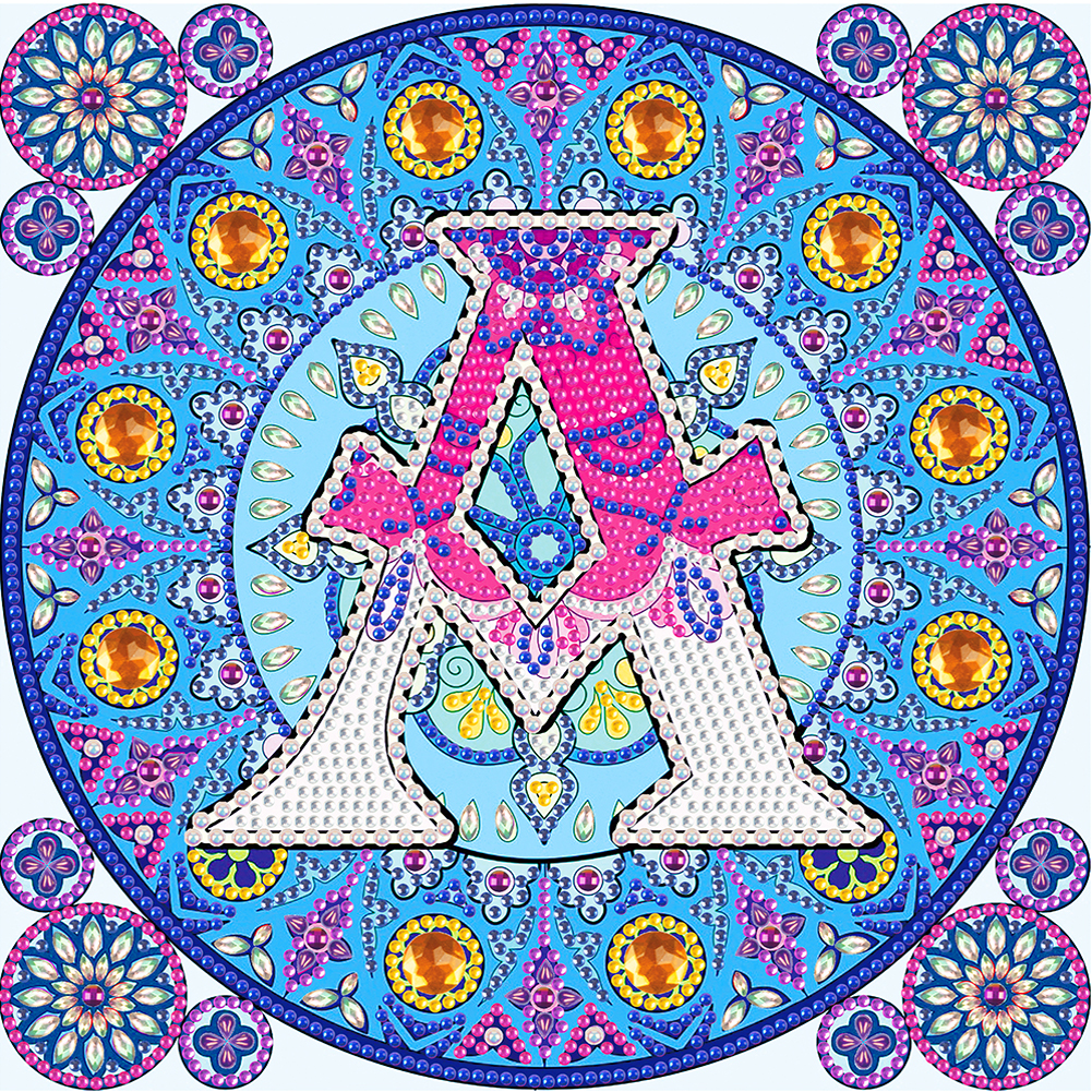 Alphabet Mandala 30*30cm(canvas) special shaped drill diamond painting