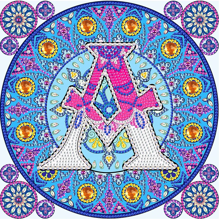 Alphabet Mandala 30*30CM(Canvas) Special Shaped Drill Diamond Painting gbfke