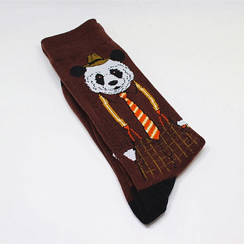 Men’s Cartoon Style Color Block Cotton Crew Socks A Pair