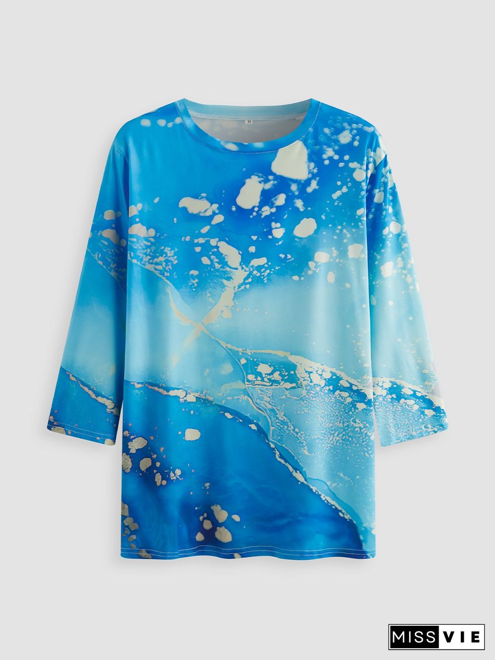 Printed Long Sleeve Crew Neck Casual T-shirt