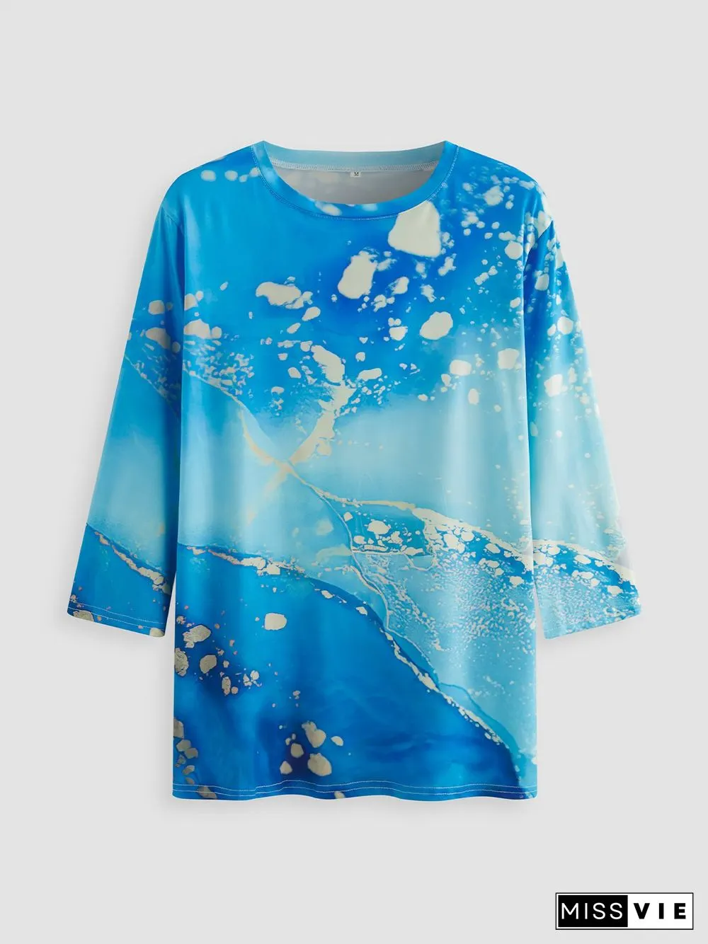 Printed Long Sleeve Crew Neck Casual T-shirt