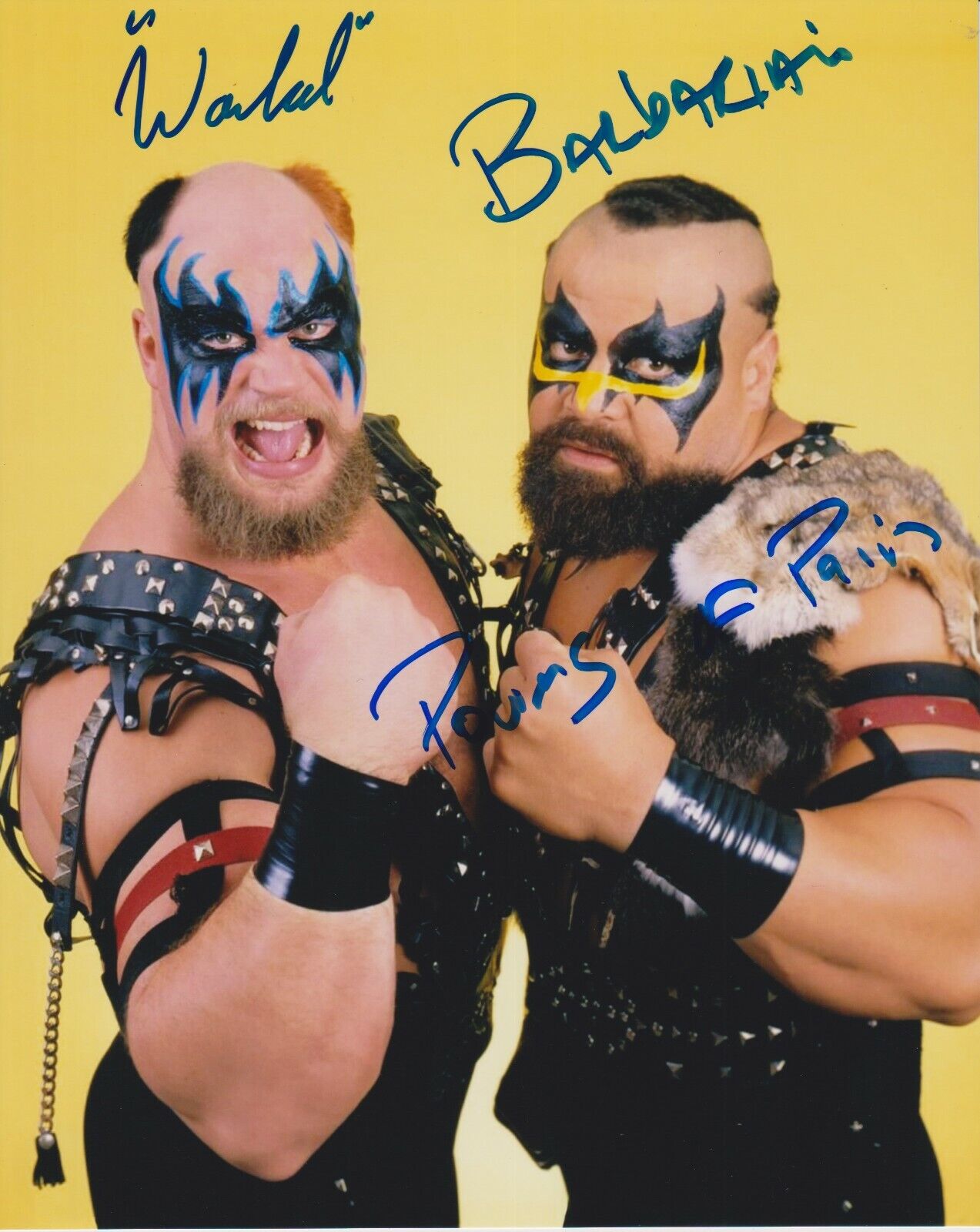 Powers of Pain Warlord & Barbarian Signed Auto 8x10 Photo Poster painting WWF WCW Cheap Heat COA