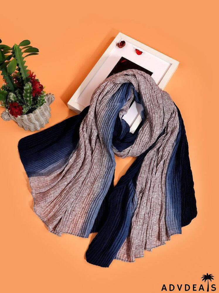 Color Block Pleated Scarf
