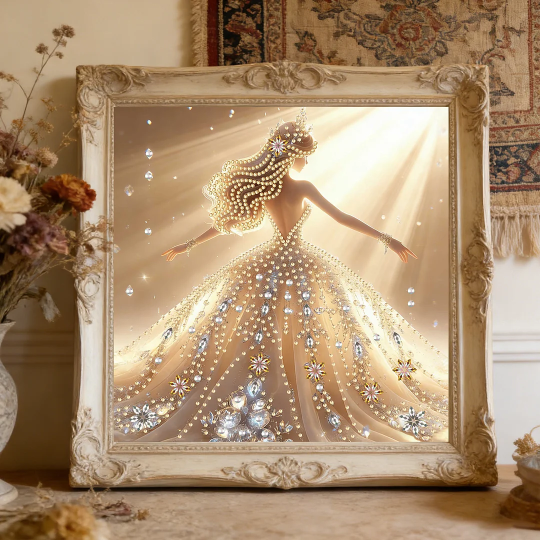Diamond Painting - Partial Special Shaped Drill - Golden Fairy Gown(Canvas|30x30cm)