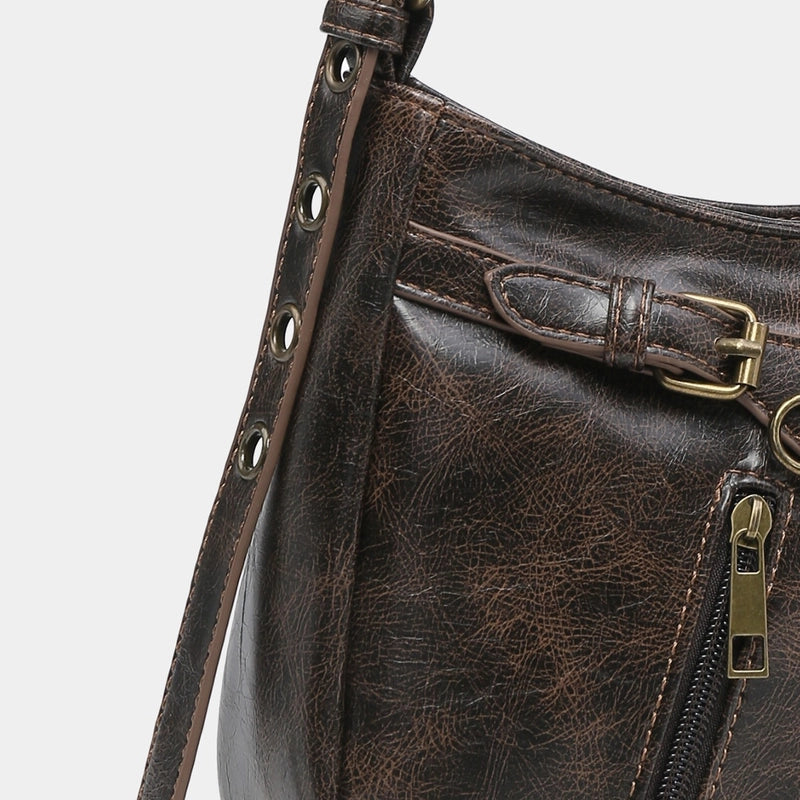 Women's Medium Pu Leather Solid Color Vintage Style Classic Style Square Zipper Shoulder Bag2