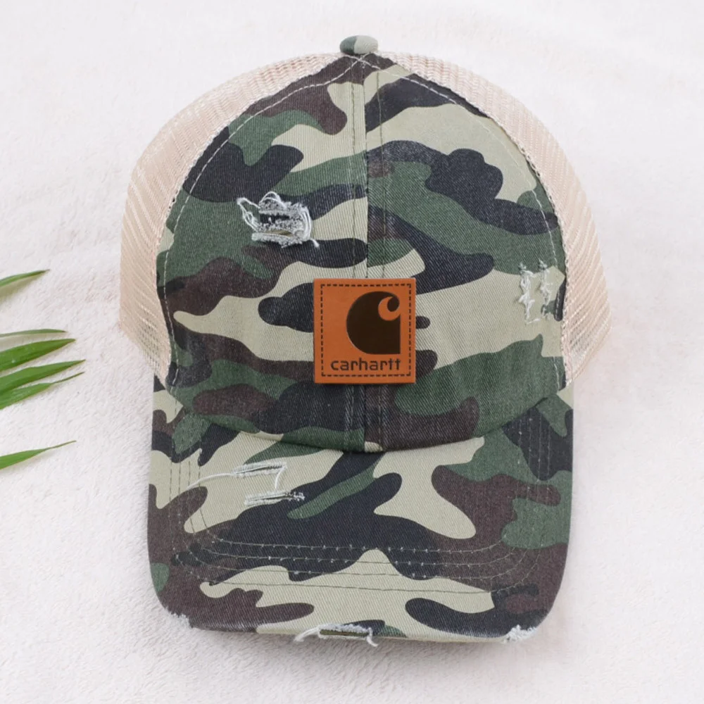 Retro Unisex Camouflage Stick Distressed Ball Cap、、URBENIE