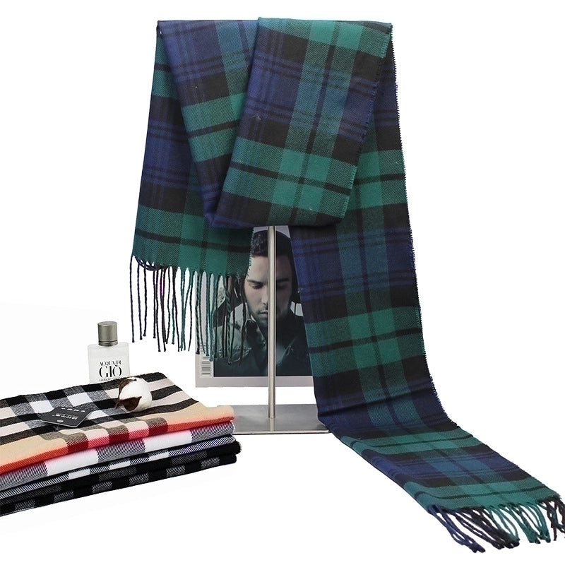 New Autumn And Winter Imitation Cashmere Student Men’s Business Casual Brushed Thick British Plaid Scarf Long Men’s Scarf