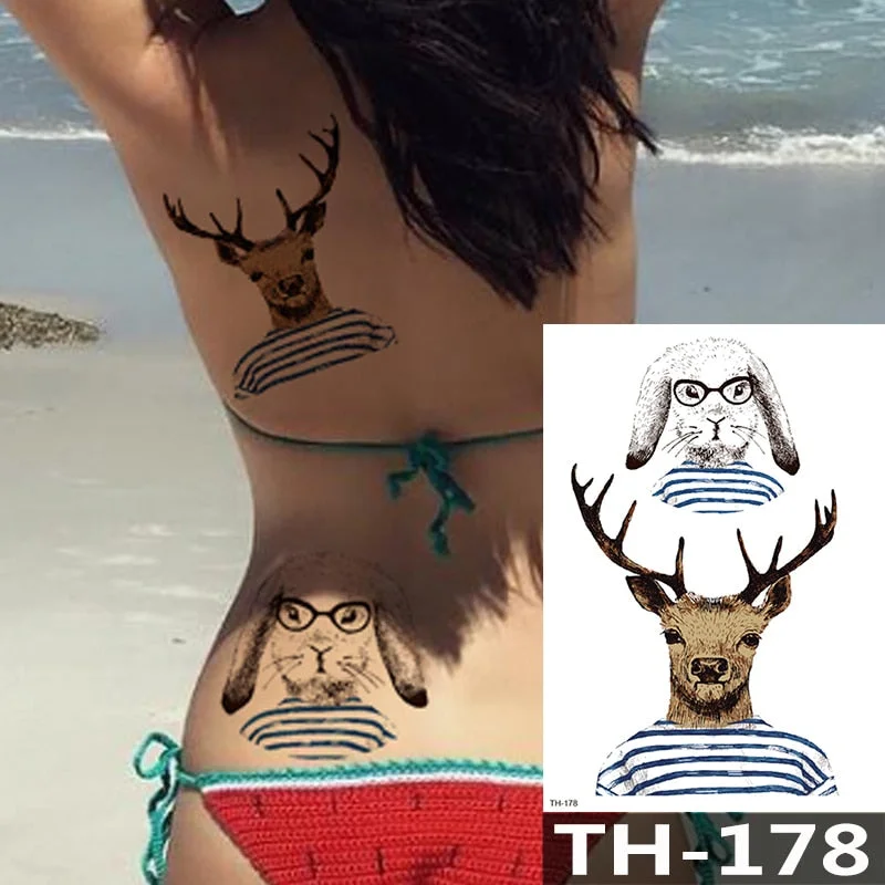 Waterproof Temporary Tattoo Sticker Animal Leopard Flash Tattoos Wolf Rose Flower Body Art Arm Fake Tatoo Women Men