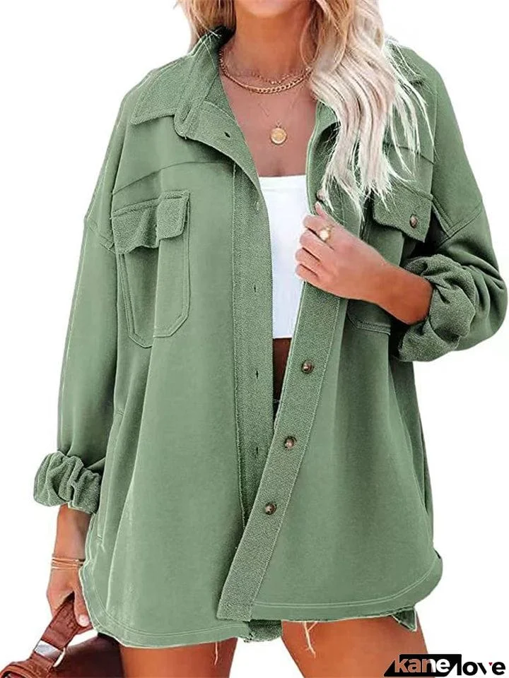 Trendy Lapel Solid Color Long Sleeve Shirts