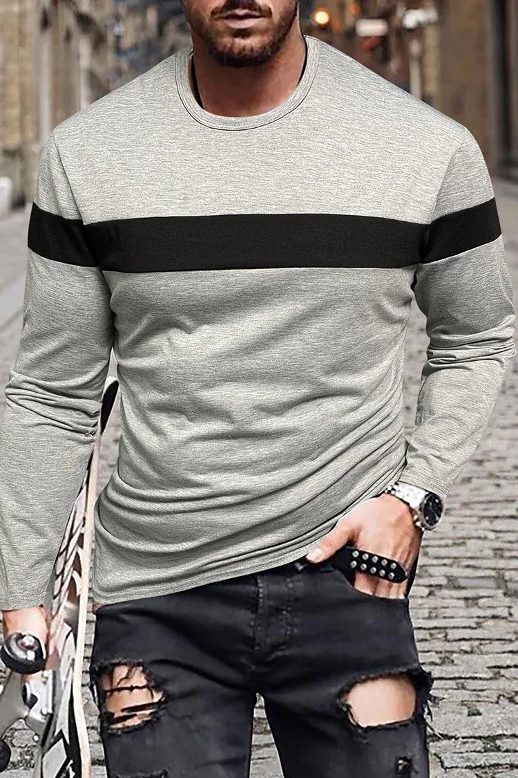 Tiboyz Commuting Color Contrast Bottoming Long Sleeve T-Shirt